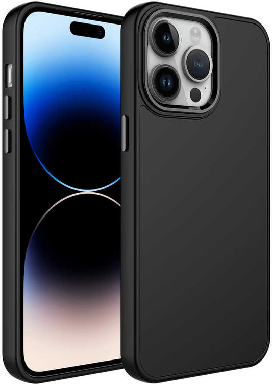 Apple iPhone 14 Pro Kılıf Metal Çerçeve ve Buton Tasarımlı Silikon Mnc Luna Kapak-Siyah