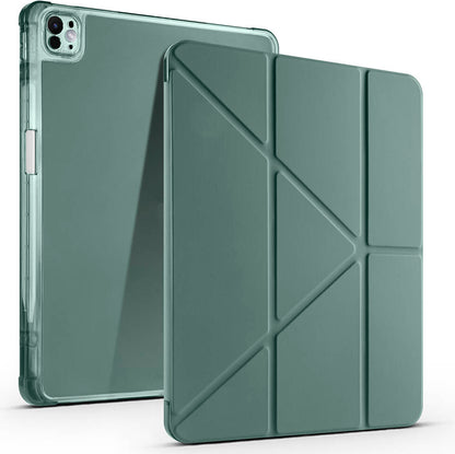 iPad Air 13 2025 M3 Kılıf Mnc Tri Folding Kalem Bölmeli Standlı Kılıf - Koyu Yeşil