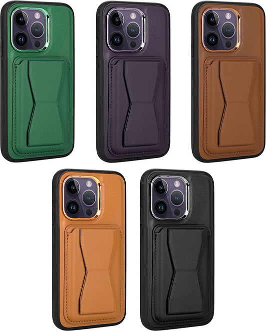 Apple iPhone 14 Pro Kılıf Kartlıklı Standlı pu Deri Mnc Memo Kapak-Siyah