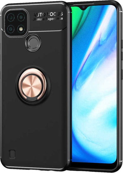 Realme C25 Kılıf Mnc Ravel Silikon Kapak-Siyah-Rose Gold