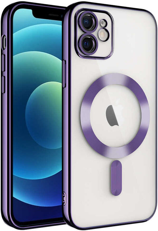 Apple iPhone 11 Kılıf Kamera Korumalı Magsafe Wireless Şarj Özellikli Mnc Demre Kapak-Derin Mor