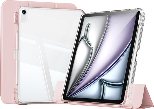 iPad Air 11 2025 M3 Kılıf Magnetik Ayrılabilen Airbagli Mnc Sliding Tablet Kılıfı - Pembe Açık