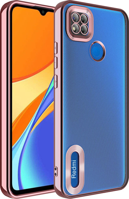 Xiaomi Redmi 9c Kılıf Kamera Korumalı Logo Gösteren Mnc Omega Kapak-Rose Gold