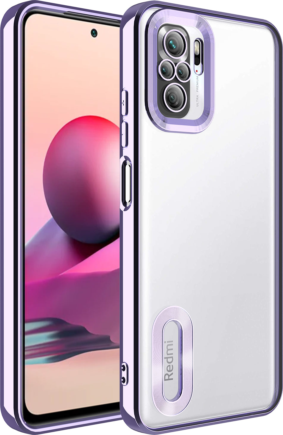 Xiaomi Redmi Note 10S Kılıf Kamera Korumalı Logo Gösteren Mnc Omega Kapak-Lila