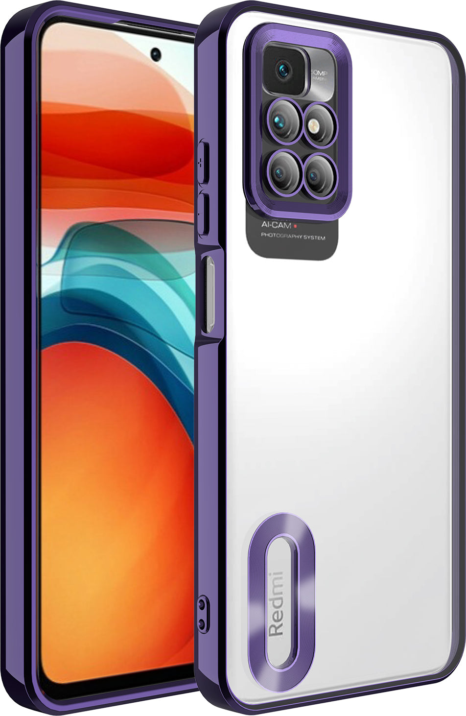 Xiaomi Redmi 10 Kılıf Kamera Korumalı Logo Gösteren Mnc Omega Kapak-Derin Mor