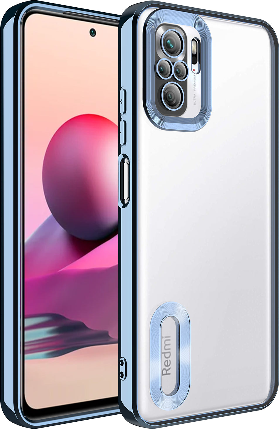 Xiaomi Redmi Note 10 Kılıf Kamera Korumalı Logo Gösteren Mnc Omega Kapak-Sierra Mavi
