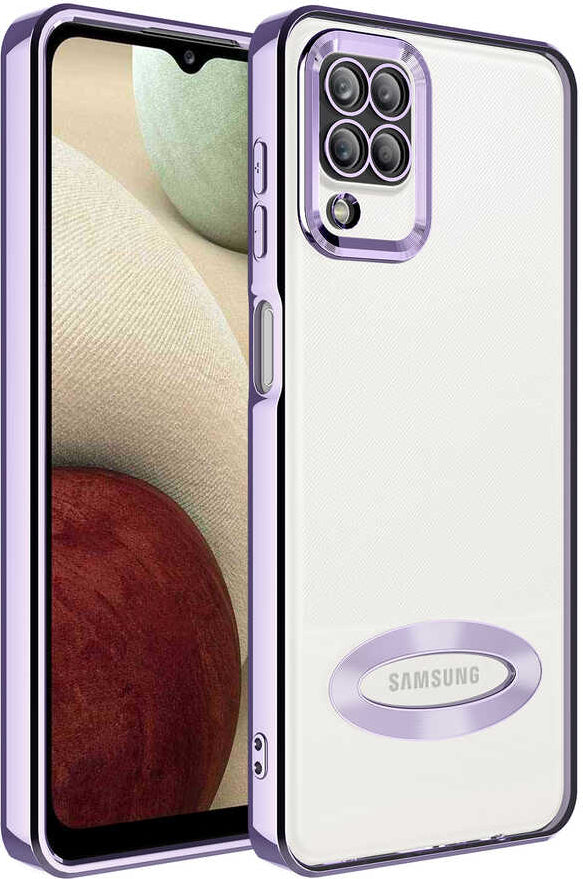 Galaxy A12 Kılıf Kamera Korumalı Logo Gösteren Mnc Omega Kapak-Lila