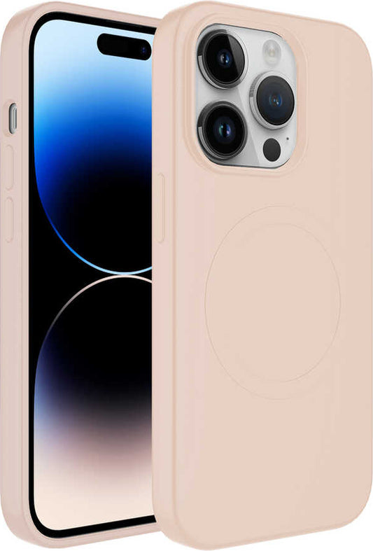 Apple iPhone 11 Pro Kılıf Magsafe Wireless Şarj Özellikli Pastel Renk Silikon Mnc Plas Kapak-Pembe Açık