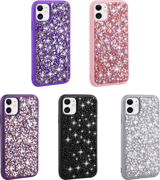 Apple iPhone 11 Kılıf Parlak Taşlı Tasarım Mnc Linea Kapak-Pembe