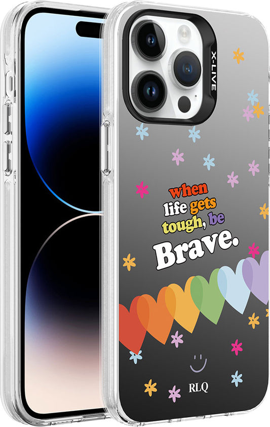 Apple iPhone 14 Pro Max Kılıf Desenli Mnc Silver Sert Kapak-Kalp