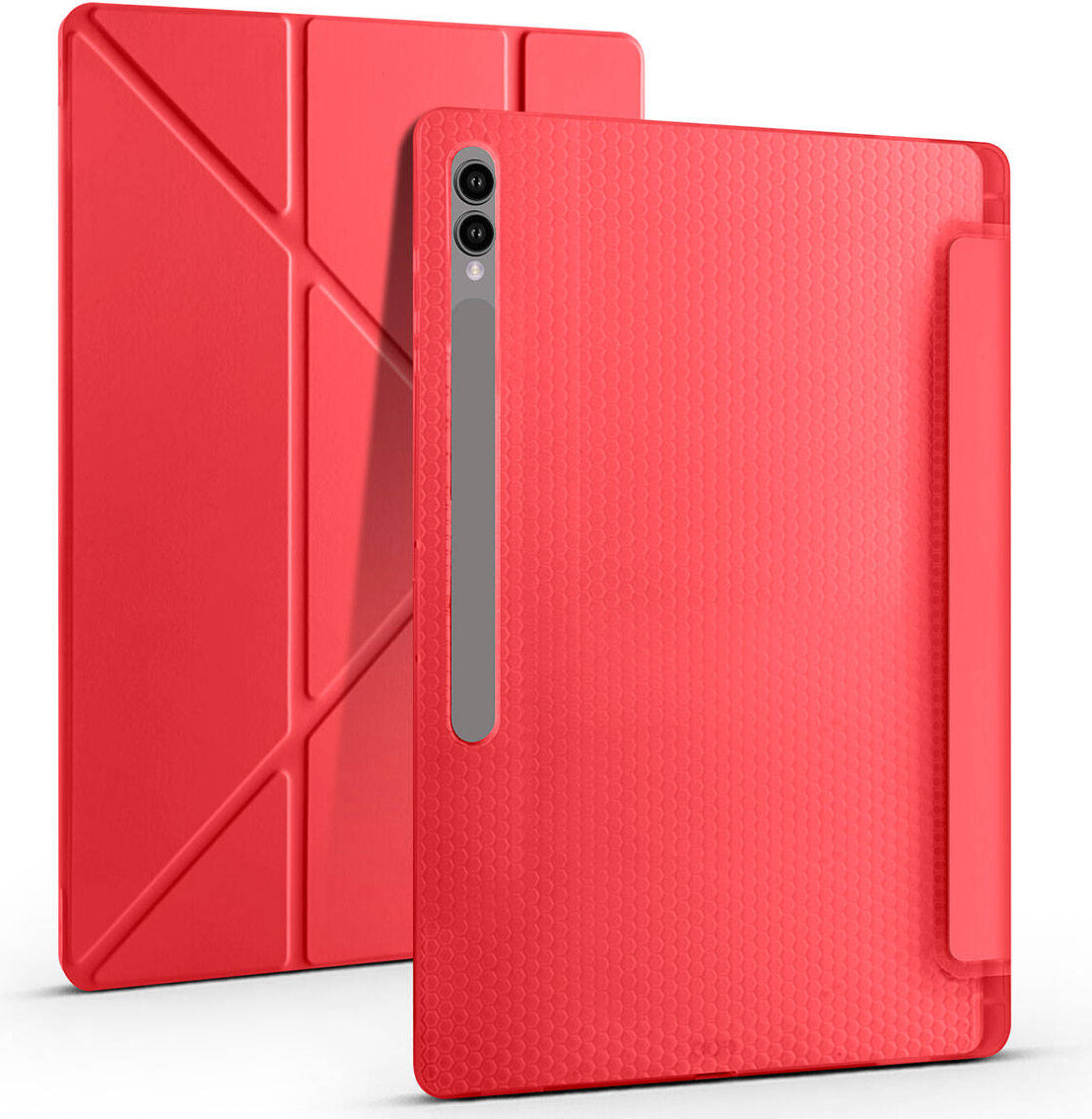 Galaxy Tab S9 Ultra Kılıf  Uyumlu Mnc Tri Folding Kalem Bölmeli Standlı Kılıf-Koyu Yeşil