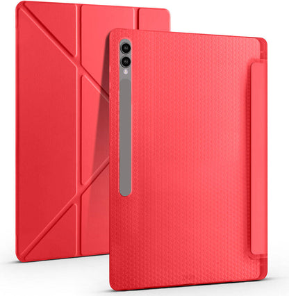 Galaxy Tab S9 Ultra Kılıf  Uyumlu Mnc Tri Folding Kalem Bölmeli Standlı Kılıf-Koyu Yeşil
