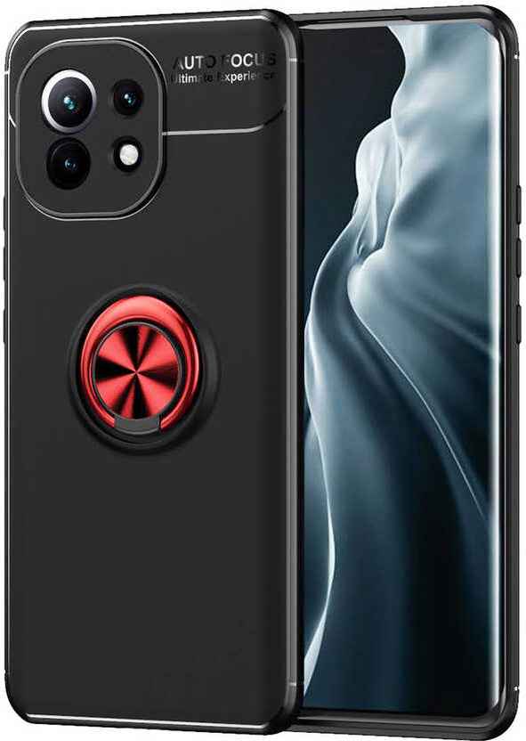 Xiaomi Mi 11 Kılıf Mnc Ravel Silikon Kapak-Siyah-Kırmızı