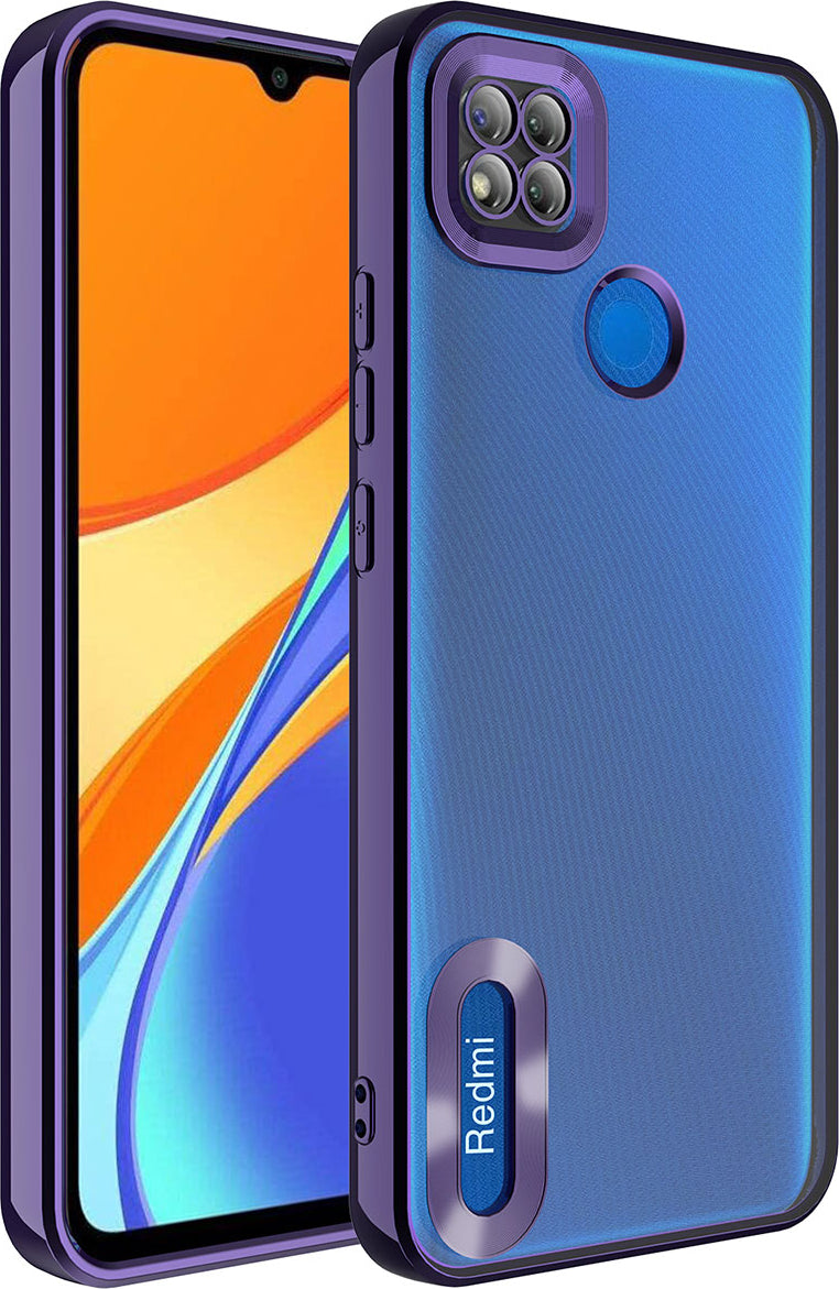 Xiaomi Redmi 10A Kılıf Kamera Korumalı Logo Gösteren Mnc Omega Kapak-Derin Mor