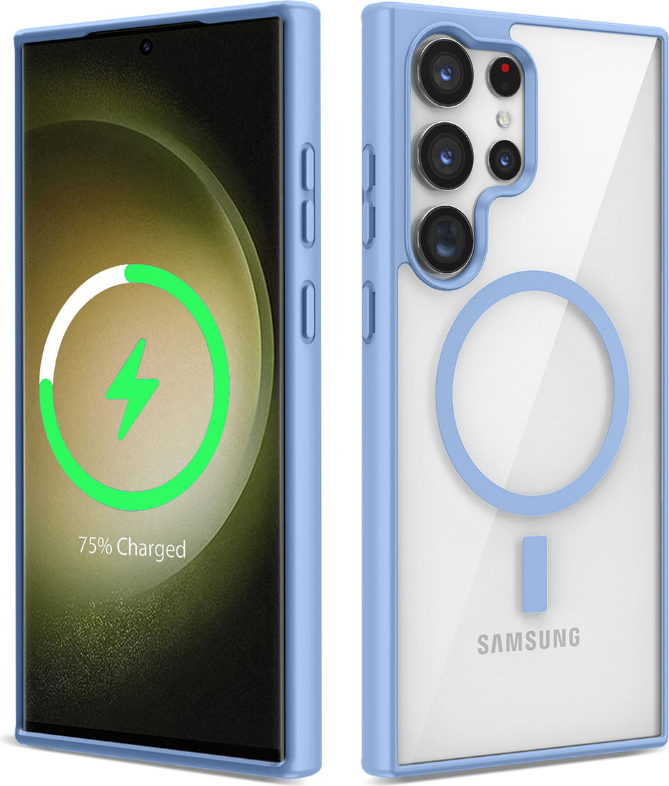 Galaxy S22 Ultra Kılıf Magsafe Wireless Şarj Özellikli Silikon Mnc Ege Kapak-Mavi