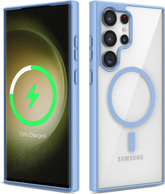 Galaxy S22 Ultra Kılıf Magsafe Wireless Şarj Özellikli Silikon Mnc Ege Kapak-Mavi