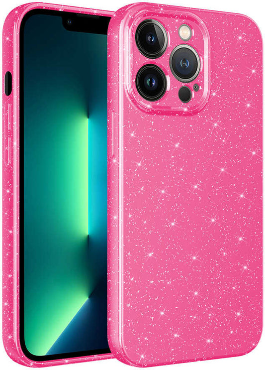 Apple iPhone 12 Pro Kılıf Kamera Korumalı Simli Lüks Mnc Koton Kapak-Pembe Koyu