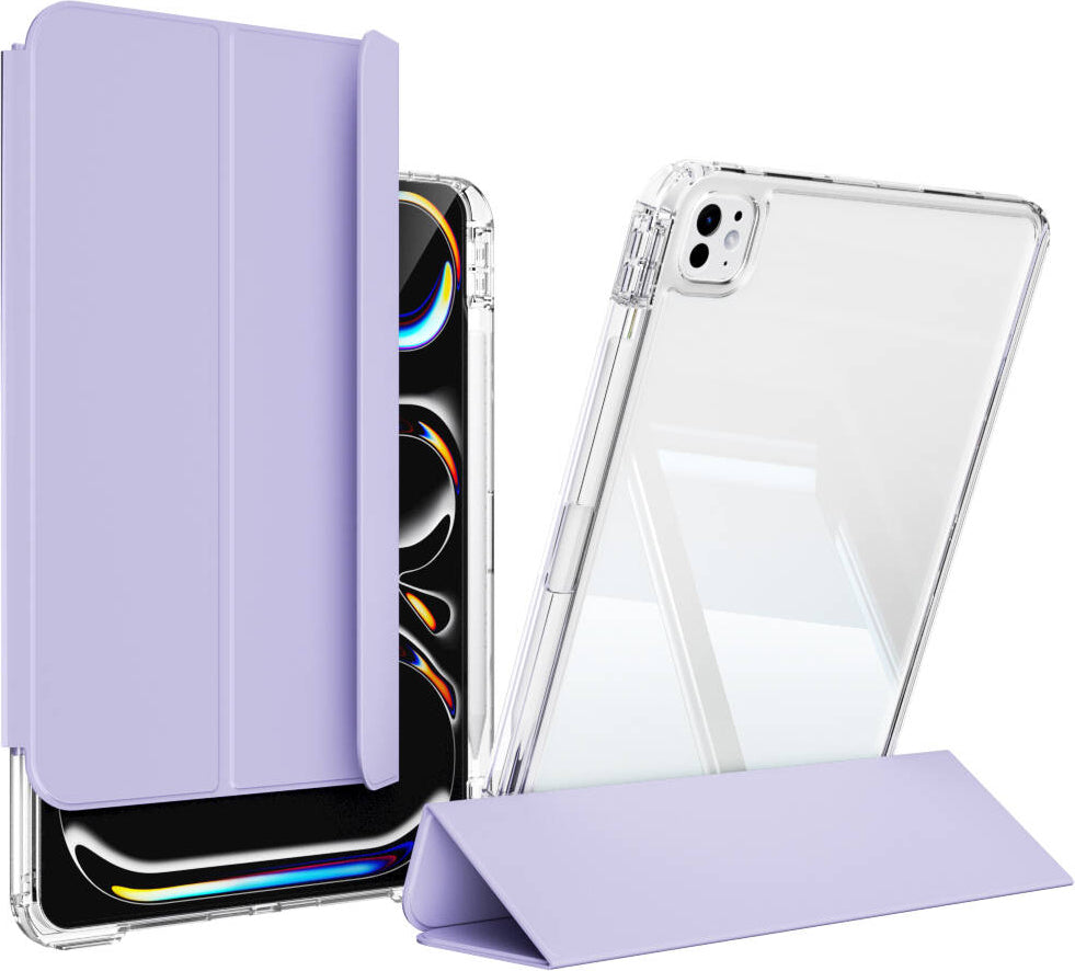 apple iPad Pro 13 2024 Kılıf Magnetik Ayrılabilen Airbagli Uyumlu Mnc Sliding Tablet Kılıfı-Lavender