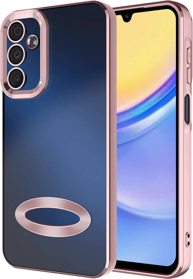 Galaxy A25 Kılıf Kamera Korumalı Logo Gösteren Mnc Omega Kapak-Rose Gold