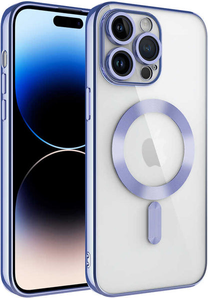 Apple iPhone 14 Pro Kılıf Kamera Korumalı Magsafe Wireless Şarj Özellikli Mnc Demre Kapak-Lila