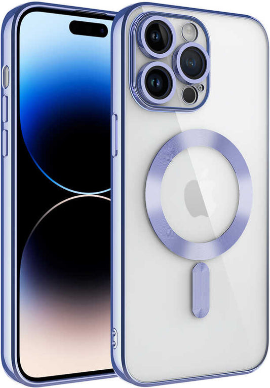 Apple iPhone 14 Pro Kılıf Kamera Korumalı Magsafe Wireless Şarj Özellikli Mnc Demre Kapak-Lila