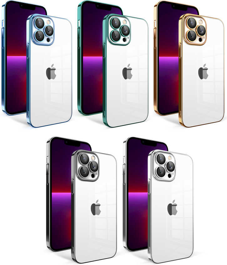 Apple iPhone 13 Pro Kılıf Kamera Korumalı Renkli Çerçeveli Mnc Garaj Kapak-Koyu Yeşil