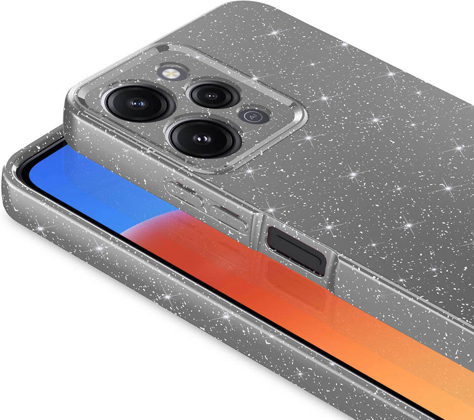 Xiaomi Redmi 12 Kılıf Kamera Korumalı Simli Lüks Mnc Koton Kapak-Siyah