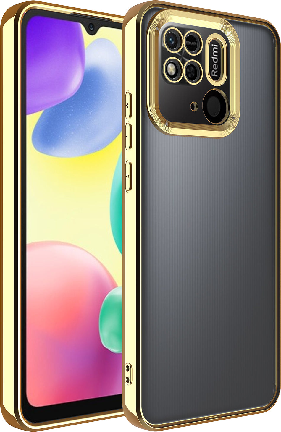 Xiaomi Redmi 10C Kılıf Kamera Korumalı Logo Gösteren Mnc Omega Kapak-Gold