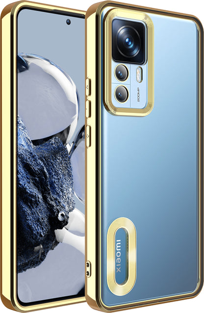 Xiaomi Mi 12T Kılıf Kamera Korumalı Logo Gösteren Mnc Omega Kapak-Gold
