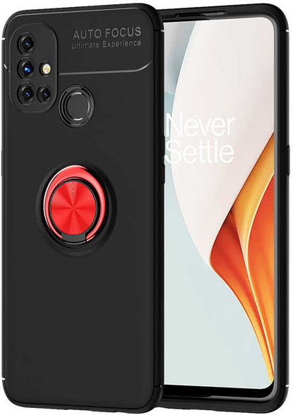 One Plus Nord N10 5g Kılıf Mnc Ravel Silikon Kapak-Siyah-Kırmızı