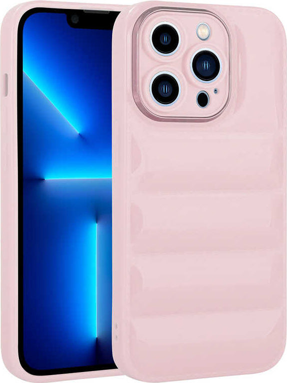 Apple iPhone 13 Pro Kılıf Kamera Korumalı Parlak Airbag'li Mnc Galya Kapak-Pembe