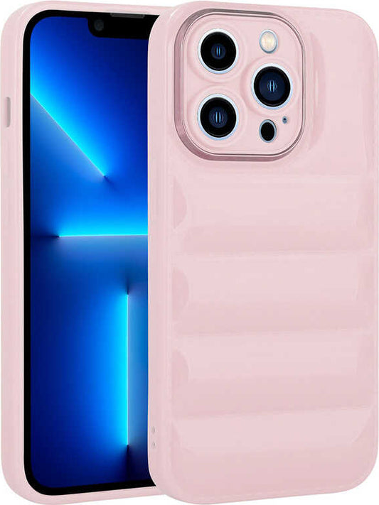 Apple iPhone 13 Pro Kılıf Kamera Korumalı Parlak Airbag'li Mnc Galya Kapak-Pembe