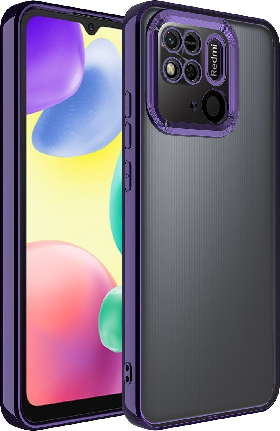 Xiaomi Redmi 10C Kılıf Kamera Korumalı Logo Gösteren Mnc Omega Kapak-Derin Mor