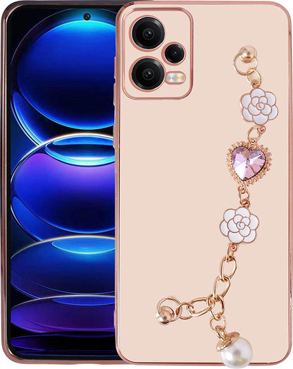 Xiaomi Redmi Note 12 5g Kılıf El Tutamaçlı Kamera Korumalı Mnc Taka Silikon Kapak-Pembe