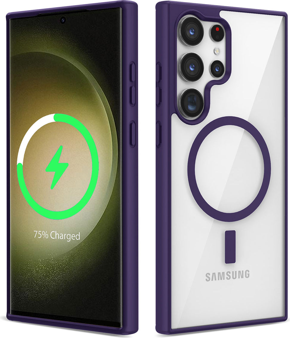Galaxy S22 Ultra Kılıf Magsafe Wireless Şarj Özellikli Silikon Mnc Ege Kapak-Mor