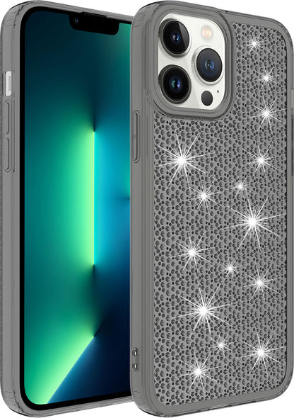 Apple iPhone 13 Pro Kılıf Airbagli Parlak Tasarımlı Mnc Snow Kapak-Siyah