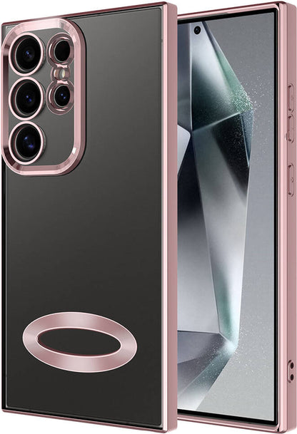 Galaxy S24 Ultra Kılıf Kamera Korumalı Logo Gösteren Mnc Omega Kapak-Rose Gold