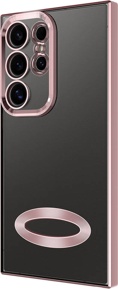 Galaxy S24 Ultra Kılıf Kamera Korumalı Logo Gösteren Mnc Omega Kapak-Rose Gold