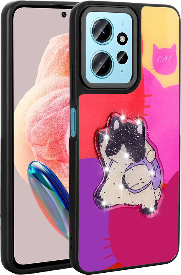 Xiaomi Redmi Note 12 4g Kılıf Parlayan Kabartmalı Ikonik Figürlü Mnc Amas Silikon Kapak-Mor