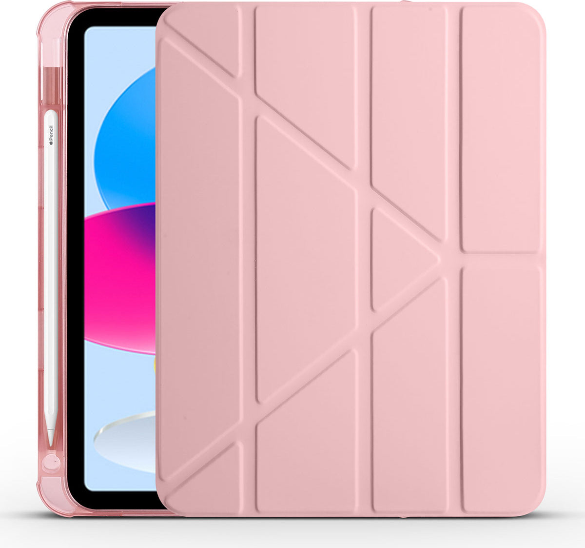iPad 11.nesil 2025 Kılıf Mnc Tri Folding Kalem Bölmeli Standlı Kılıf - Rose Gold