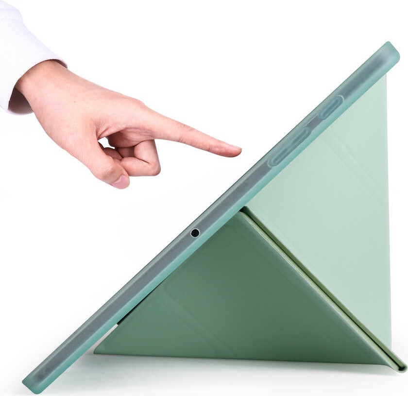 Galaxy Tab A7 10.4 T500 2020 Kılıf  Uyumlu Mnc Tri Folding Kalem Bölmeli Standlı Kılıf-Açık Yeşil