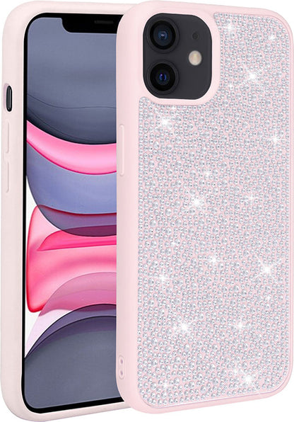 Apple iPhone 11 Kılıf Parlak Taşlı Tasarım Mnc Ston Kapak-Pembe