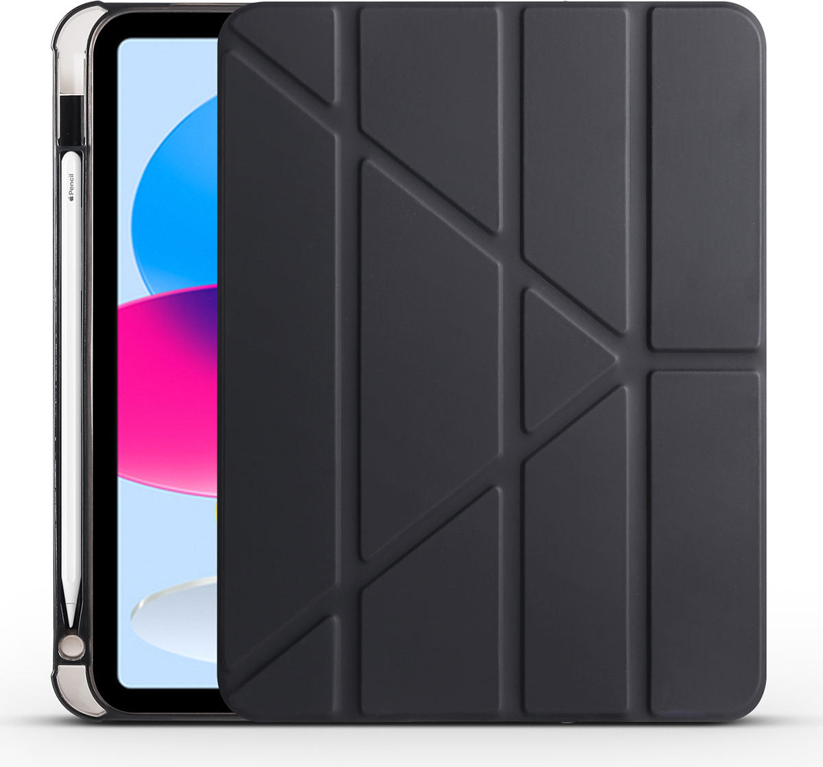 iPad 11.nesil 2025 Kılıf Mnc Tri Folding Kalem Bölmeli Standlı Kılıf - Siyah