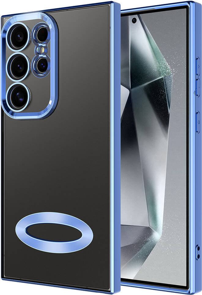 Galaxy S24 Ultra Kılıf Kamera Korumalı Logo Gösteren Mnc Omega Kapak-Sierra Mavi