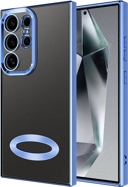 Galaxy S24 Ultra Kılıf Kamera Korumalı Logo Gösteren Mnc Omega Kapak-Sierra Mavi