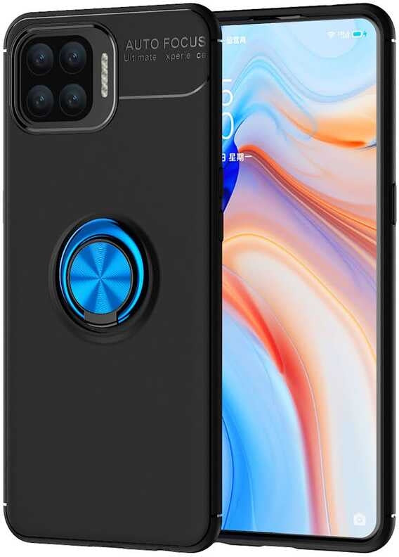 Oppo Reno A73 Kılıf Mnc Ravel Silikon Kapak-Siyah-Mavi