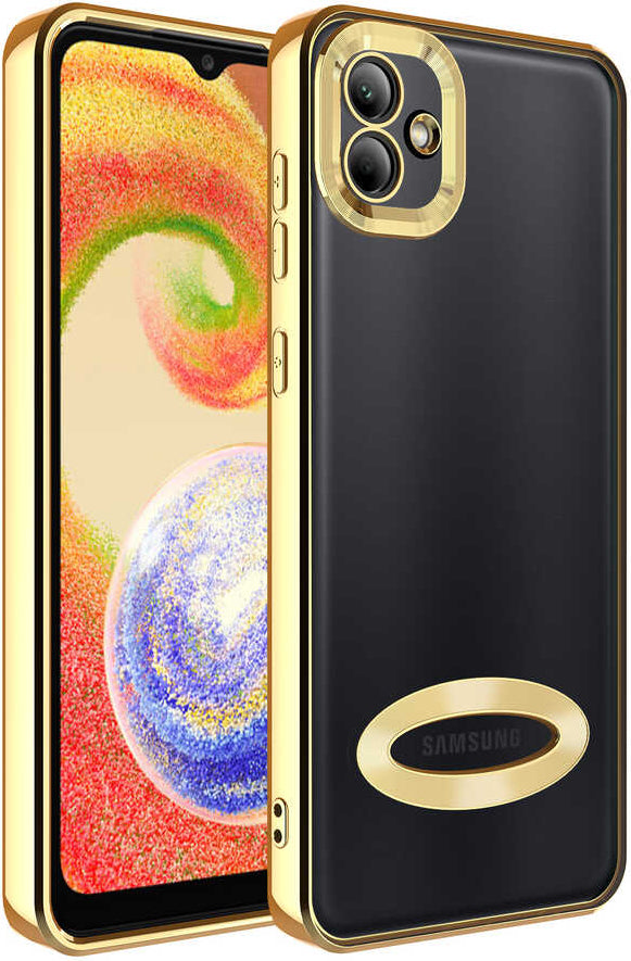 Galaxy A03 Kılıf Kamera Korumalı Logo Gösteren Mnc Omega Kapak-Gold