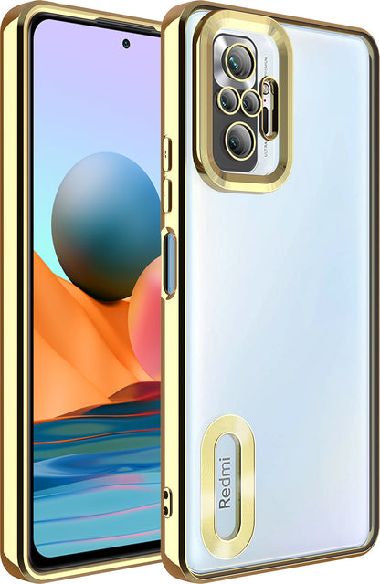 Xiaomi Redmi Note 10 Pro Kılıf Kamera Korumalı Logo Gösteren Mnc Omega Kapak-Gold