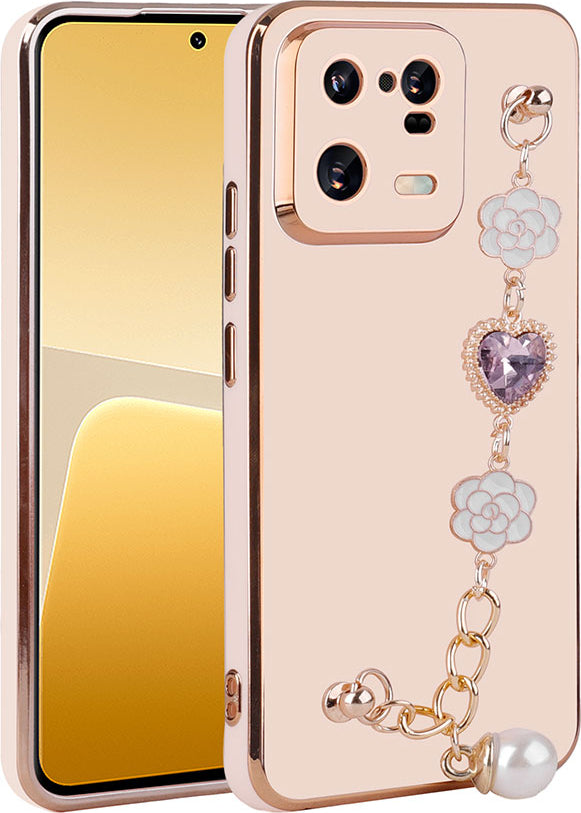 Xiaomi Mi 13 Pro Kılıf El Tutamaçlı Kamera Korumalı Mnc Taka Silikon Kapak-Pembe