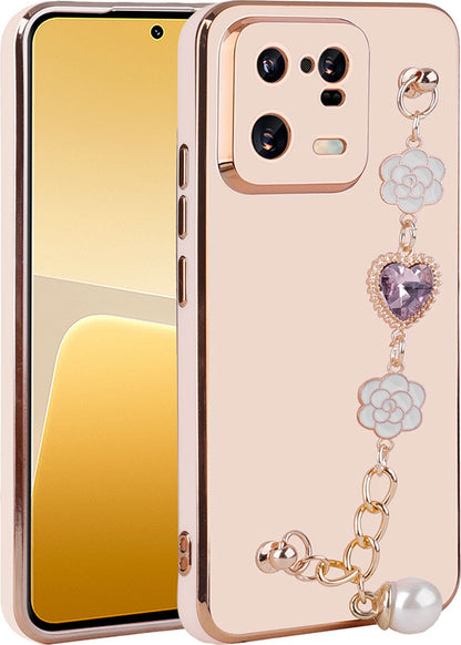 Xiaomi Mi 13 Pro Kılıf El Tutamaçlı Kamera Korumalı Mnc Taka Silikon Kapak-Pembe